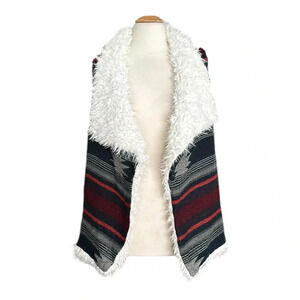 Paparazzi Blanket Vest Southwestern Tribal Open Sherpa Casual, OS